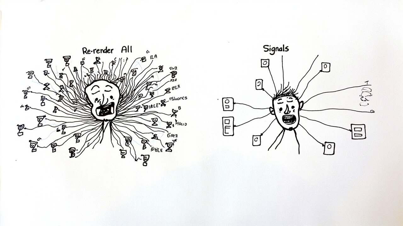 React Re-render vs Signals